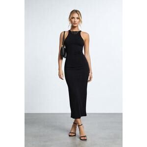 Sovere Retold Revolve Black Vacation Linen Blend Backless Resort Dress NWT XS